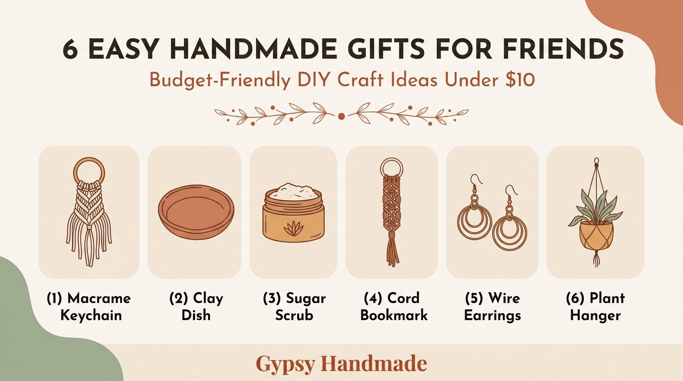 Infographic of 6 easy handmade gifts for friends under $10